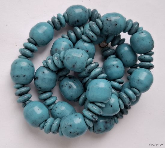 Винтажные бусы. Пекинское стекло. Форма оливки