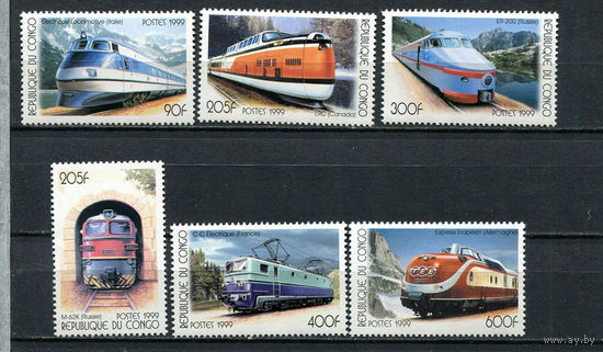 Конго (Браззавиль) - 1999 - Локомотивы - [Mi. 1684-1689] - полная серия - 6 марок. MNH.  (Лот 48Jw)-T9P1