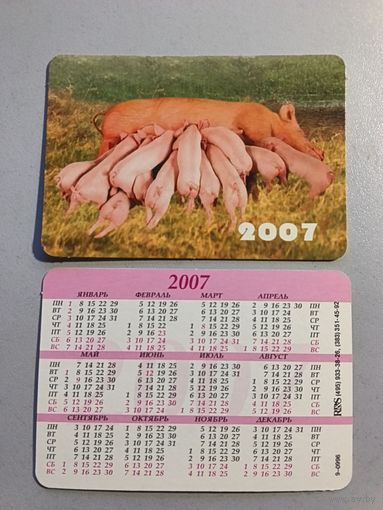 Карманный календарик. Свинья. 2007 год