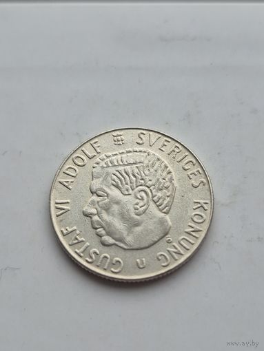 1 крона 1963 года Швеция. Серебро 400. Монета не чищена. 45413