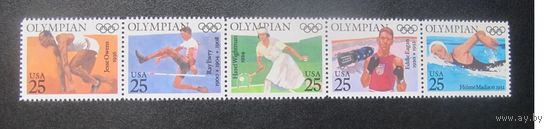 Марки США 1990 спорт олимпийские чемпионы прошлых лет Оуэнс **