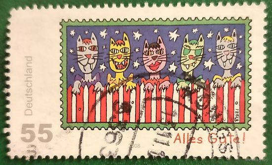 Германия 2008. Коты у забора рисунок