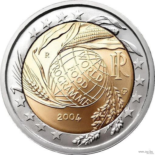 2 евро 2004 Италия 50 лет Всемирной Продовольственной программы UNC из ролла