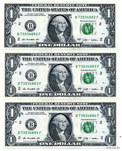 1 доллар 2009 B 3 номера подряд