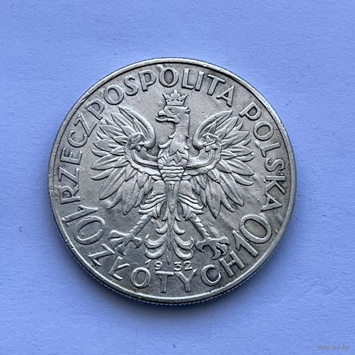 Монета СЕРЕБРО Польша 10 злотых 1932 год Ядвига
