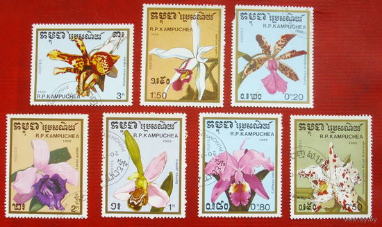 Камбоджа. Флора. Орхидеи. ( 7 марок ) 1988 года. 11-12.