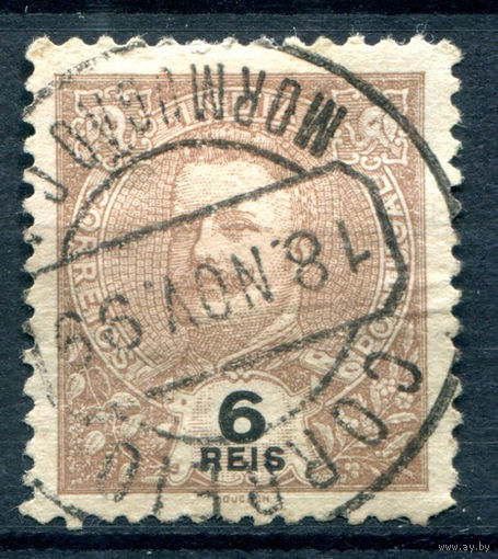 Португальские колонии - Индия - 1898/1901г. - Король Карлуш I, 6 R - 1 марка - гашёная [Mi 178]. #1-Po-13-A-1