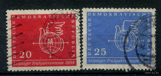 ГДР - 1958г. - Весенняя ярмарка в Лейпциге - 2 марки - полная серия, гашёные [Mi 618-619]. Без МЦ!