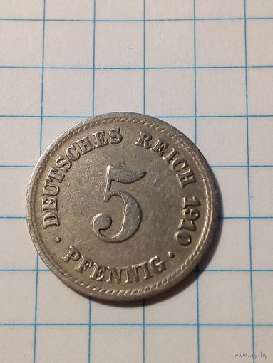 5 пфеннигов Германия 1910 год