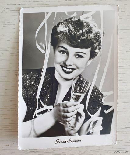 Винтажная открытка "С Новым годом", Германия, 1957 г.