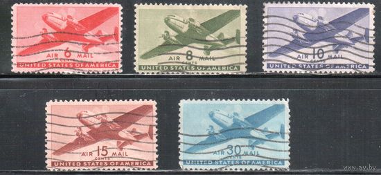 США-1941, (Мих.500-505 ), гаш. , Авиация, Самолет, 5 марок, (2)