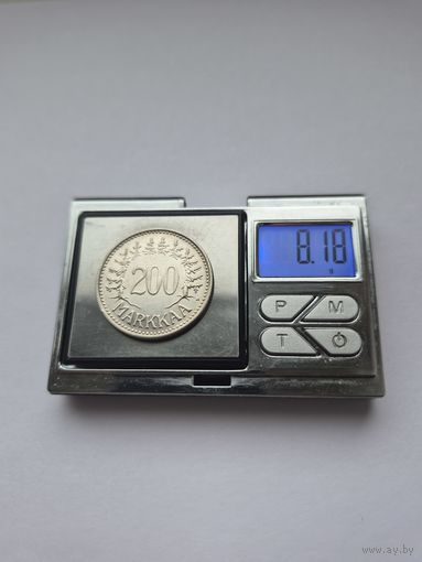 200 марок Финляндия 1956 года. Серебро 500. Монета не чищена, в блеске. 45420
