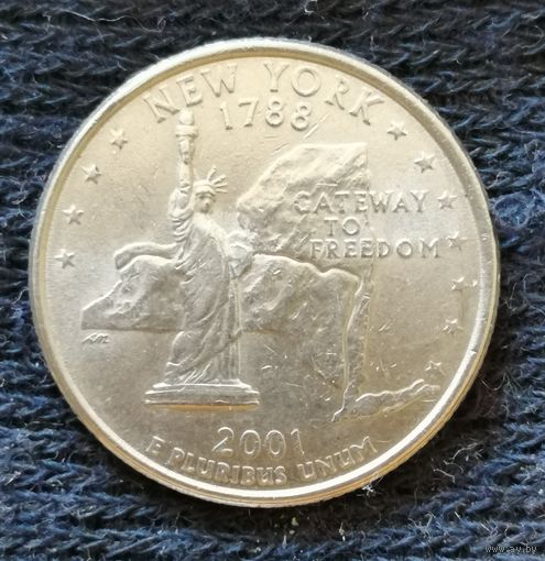 США квотер 1/4 доллара 2001 г "Нью-Йорк", "Р", KM# 318