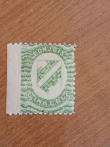 1920 Россия Гражданская война Ингерманландия пропуск перфорации герб чистая клей наклейки оригинал редкость (2-1)