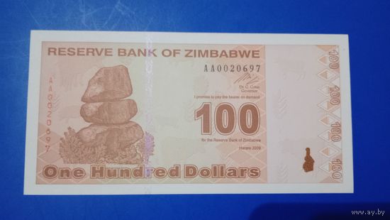 Зимбабве 100 долларов 2009