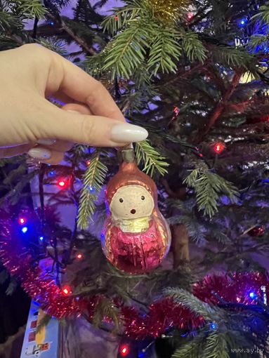 Елочная игрушка неваляшка матрешка СССР К.17