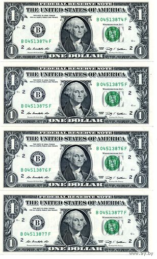 1 доллар 2009 B 4 номера подряд