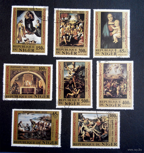 Нигер 1983 г. 500-летие Рафаэля Санти. Живопись. Искусство, полная серия из 8 марок #0151-И1P31