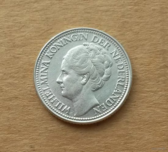 Нидерланды, 25 центов 1941 г., серебро 0.640, Вильгельмина (1890-1948)