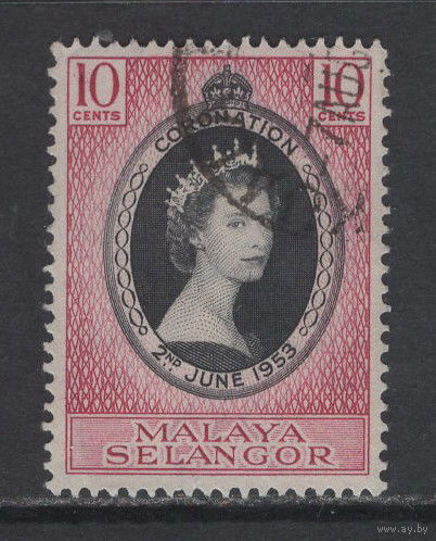 1953 Британская МАЛАЙЯ /MALAYA Selangor Коронация Королева Елизавета II SG#115 Used