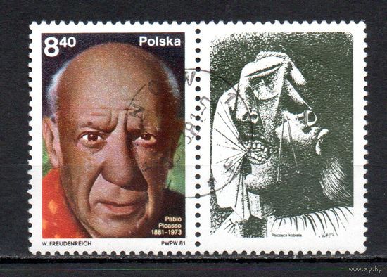 100-летие со дня рождения Пабло Пикассо Польша 1981 год серия из 1 марки с купоном