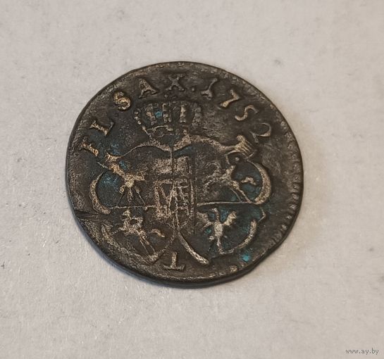 Аўгуст III Саксонскi. Солид 1752, Перевернутое T, хороший