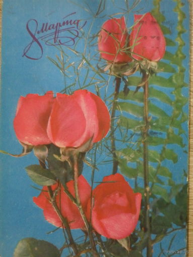 ПОДПИСАННАЯ ОТКРЫТКА СССР. ПРОШЕДШАЯ ПОЧТУ. "8 МАРТА". ФОТО. В. БАРАННИКОВА. 1977 год.