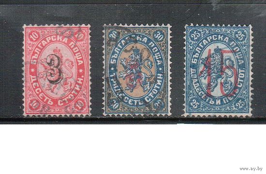 Болгария(Княжество)-1884, (Мих.21-23),  гаш. , Стандарт, Герб,Надп.