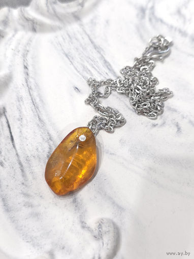 Лот С 1 РУБЛЯ! много лотов! Кулон из натурального янтаря с цепочкой (2)