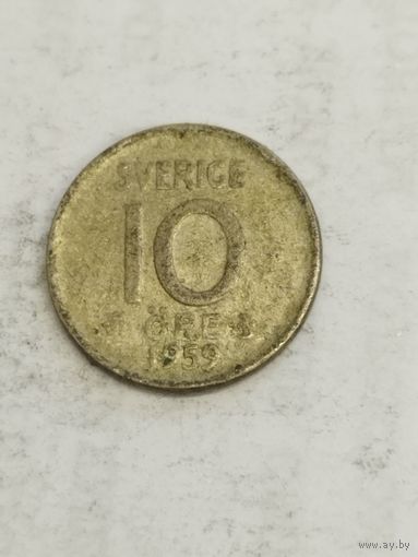 Швеция 10 оре 1959 серебро