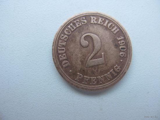 Германия 2 пфеннига 1906  А