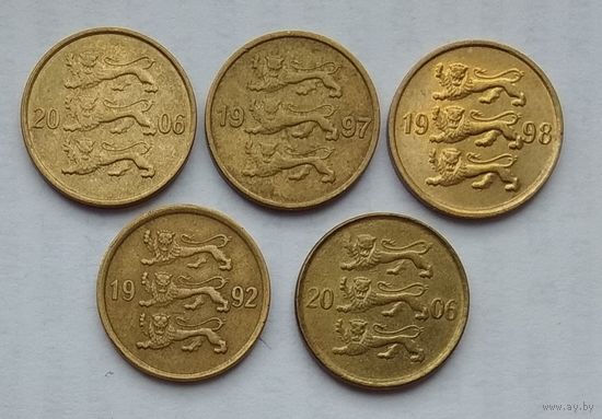 Эстония 10 сенти (центов) 1992, 1997, 2006 г. Цена за 1 шт.
