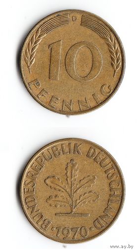 10 пфеннигов Германия 1970 года(D)