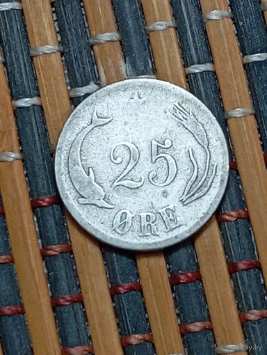 Дания 25 оре 1874 года . Серебро  . С рубля
