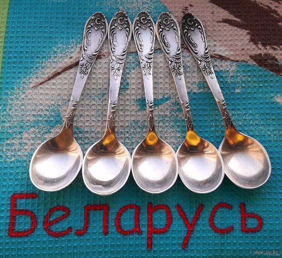 Набор мельхиоровых ложечек (ложек, 5 шт.) СССР. Состояние!