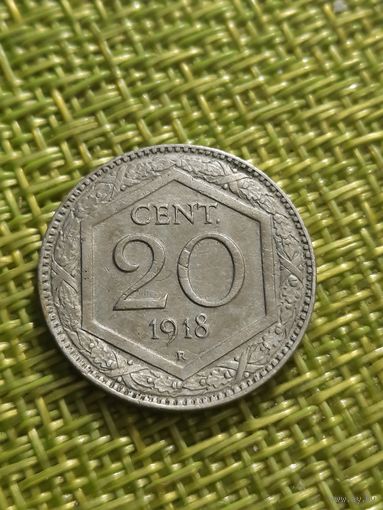 Италия 20 чентезимо 1918 г