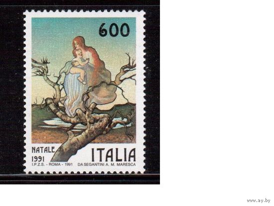Италия-1991, (Мих.2197) ** , Рождество,  Живопись,