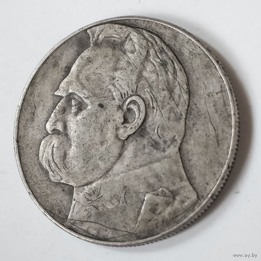 10 злотых, 1938 год. Пилсудский. Редкий год.