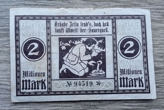Werty71 Германия Веймар 2000000 марок 1923 банкнота 2 миллиона гроссгельд Вюртемберг Гёппинген