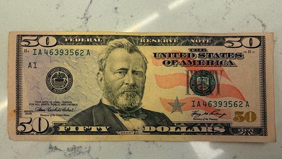Заводской брак купюры 50 долларов США