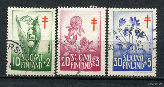 Финляндия - 1958 - Борьба с туберкулезом. Цветы - [Mi. 493-495] - полная серия - 3 марки. Гашеные.  (Лот 165AL)