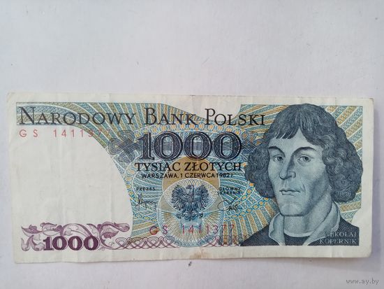 БАНКНОТА 1000 ЗЛОТЫХ ПОЛЬША-1982 г
