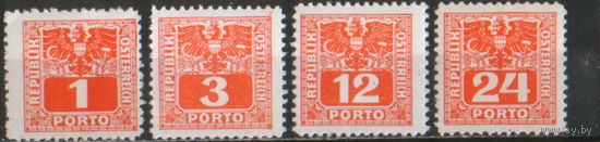 4 доплатные марки из серии 1945г. Австрия "Цифры и новый орел" MNH