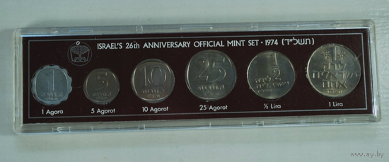 Израиль, годовой набор 6 монет 1974 год, UNC