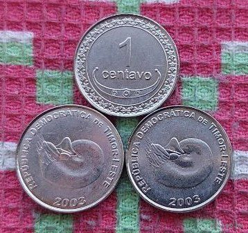Тимор-Лестер 1 сентаво 2003 года. Гигантский голованогий маллюск Наутилос.