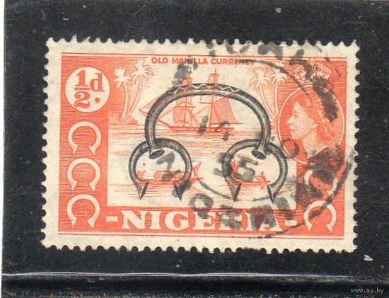 Нигерия. Mi:NG 71.  Валюта Старой Маниллы. Корабли. Серия: Деревенские мотивы. (1953).