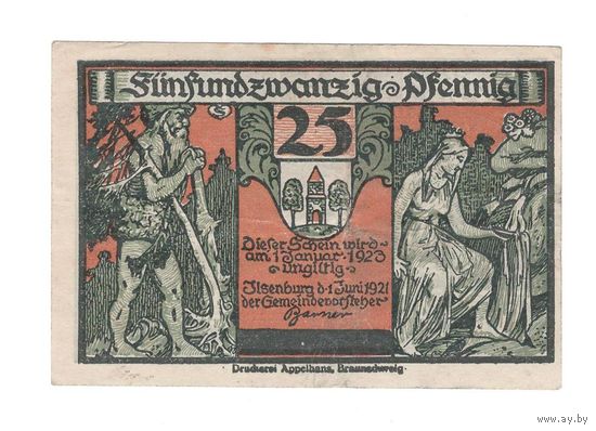 Германия нотгельд 25 пфеннигов 1921 года. Состояние XF