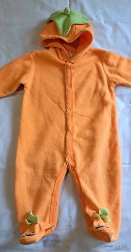 Комбинезон оранжевый Тыковка, демисезонный на 6-9мес, б.у в хорошем состоянии