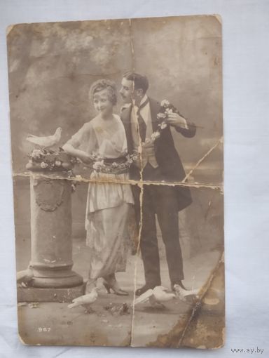 Фотография старинная Мужчина и женщина.