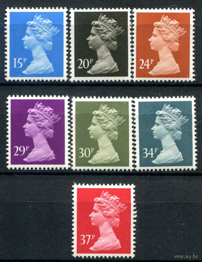Великобритания - 1989г. - королева Елизавета II, стандартный выпуск - 7 марок - полная серия, MNH, 2 марки с незначительным дефектом клея [Mi 1222-1228]. #3-GB-Z-1-18
